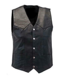 MEN CLASSIC MOTORCYCLE BIKER CONCEALED CARRY BLACK LEATHER VEST