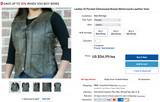 Ladies 10 Pocket Distressed Brown Motorcycle Leather Vest