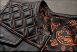 Hunt Club- Men's Custom Motorcycle Leather Club Biker Style Paisley Liner Leather Vest Concealed Carry Pockets