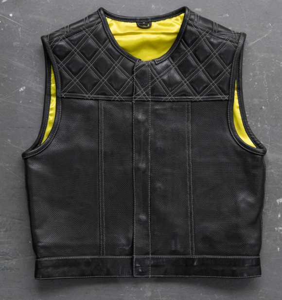 Hunt Club Don't Tread On Me Men's Motorcycle Concealed Carry Perforated Leather Vest