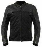 Mens Mesh and Leather Perforated Airflow Biker Style CE ARMOR Motorcycle Jacket