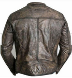 Mens Distressed Brown Leather Motorcycle Jacket