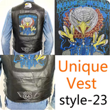 Men's Motorcycle Embroidered Sleeveless Biker Jacket Street Punk Leather Vest