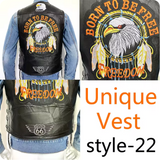 Men's Motorcycle Embroidered Sleeveless Biker Jacket Street Punk Leather Vest