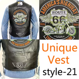 Men's Motorcycle Embroidered Sleeveless Biker Jacket Street Punk Leather Vest