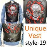 Men's Motorcycle Embroidered Sleeveless Biker Jacket Street Punk Leather Vest