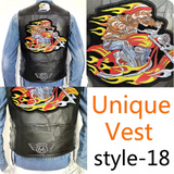 Men's Motorcycle Embroidered Sleeveless Biker Jacket Street Punk Leather Vest