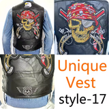 Men's Motorcycle Embroidered Sleeveless Biker Jacket Street Punk Leather Vest