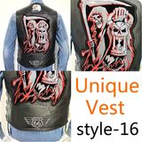 Men's Motorcycle Embroidered Sleeveless Biker Jacket Street Punk Leather Vest