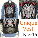 Men's Motorcycle Embroidered Sleeveless Biker Jacket Street Punk Leather Vest