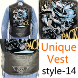 Men's Motorcycle Embroidered Sleeveless Biker Jacket Street Punk Leather Vest