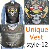 Men's Motorcycle Embroidered Sleeveless Biker Jacket Street Punk Leather Vest