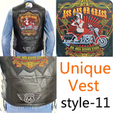 Men's Motorcycle Embroidered Sleeveless Biker Jacket Street Punk Leather Vest