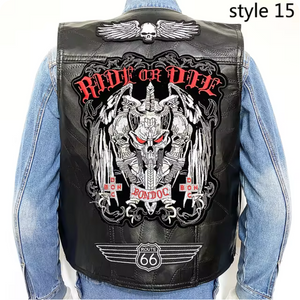 Ride Or Die Skulls Embroidered Biker Style Men's Motorcycle Concealed Carry Leather Vest