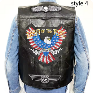 Land Of The Free US Flag Biker Style Men's Motorcycle Concealed Carry Leather Vest