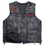 American Eagle Embroidered Biker Style Men's Motorcycle Concealed Carry Leather Vest