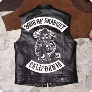 Sons Of Anarchy Embroidered California Biker Style Men's Motorcycle Concealed Carry Leather Vest