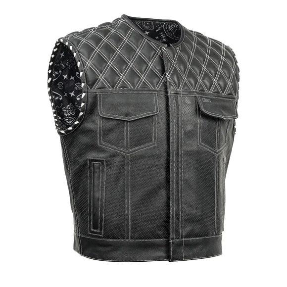 Sledgehammer - Perforated Lowcut Summer Spark Men's Leather Vest Concealed Carry