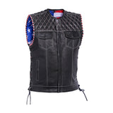 Star Shield Men's Perforated Padded Leather Vest Concealed Carry