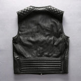 Hunt Club Men's Cafe Racer Style Leather Motorcycle Biker SOA Style Vest Concealed Carry
