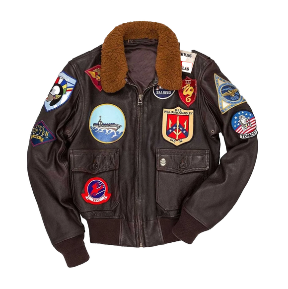 Tom Cruise’s Brown Jacket Maverick Top Men's Bomber Style Biker Jacket