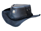 Men Eagle Braided Black Genuine Leather Western Cowboy hat