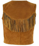 Men's Tooled Vintage Fringe Cowboy Style Suede Leather Vest