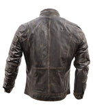 Men Vintage Distressed Leather Jacket Motorcycle Concealed Carry