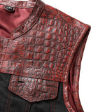 Hunt Club Croc Red Leather Men's Motorcycle Concealed Carry Leather Vest