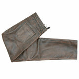Men's Distressed Brown Leather pant Jeans style Motorcycle Biker Style Pants