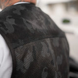Men's Lowcut Black Camo Perforated Cali Cut Leather Vest Concealed Carry