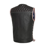 Hunt Club Style Captian Perforated Men's Motorcycle Concealed Carry Leather Vest