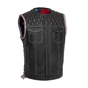 Hunt Club Style Captian Perforated Men's Motorcycle Concealed Carry Leather Vest