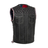 Hunt Club Style Captian Perforated Men's Motorcycle Concealed Carry Leather Vest