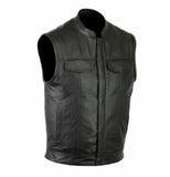 MEN BIKER STYLE MOTORCYCLE CONCEALED CARRY CLUB VEST & CHAPS LEATHER SET