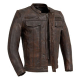 Men Hunt Club Distressed Vintage Cafe Racer Motorcycle Biker Concealed Carry Leather Jacket