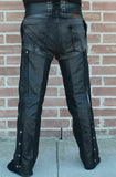 MEN RIDING BIKER MOTORCYCLE LEATHER CHAPS S-6XL