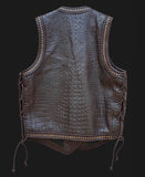 Gator Embossed Men's Motorcycle Concealed Carry Biker Leather Vest