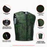 Gator Glint Men's Lowcut Motorcycle Leather Vest Concealed Carry