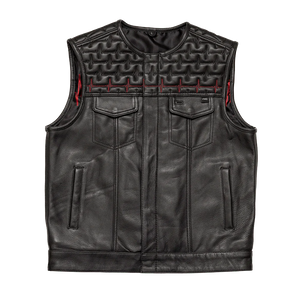 Men's Hunt Club Style Thunderstorm EKG Motorcycle Concealed Carry Leather Vest