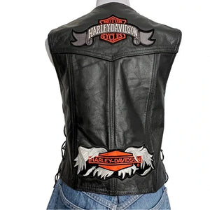 Harley Davidson Men's Black Leather Biker Vest Concealed Carry