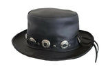 Men Black Genuine Leather Western Cowboy hat