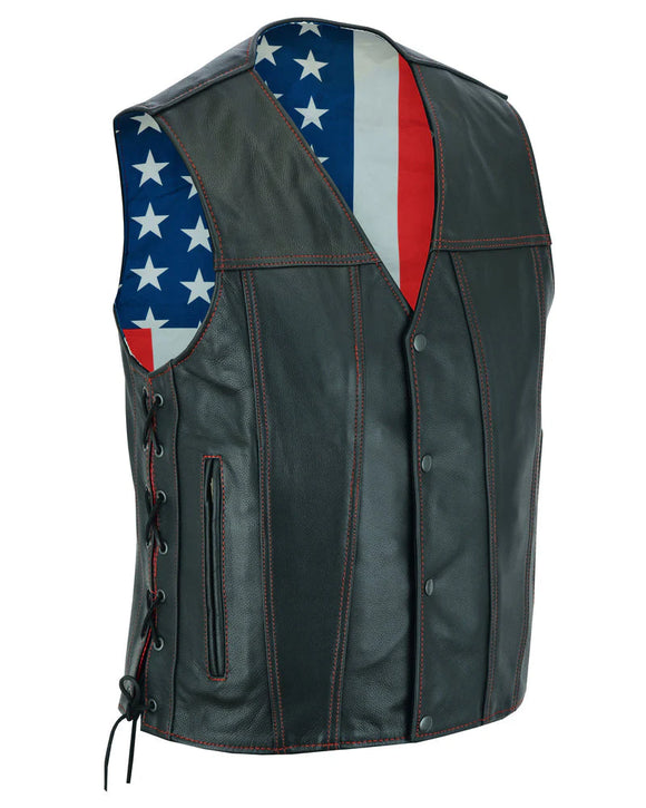 Honor- Men Classic Style Motorcycle Biker Leather Vest Concealed Carry
