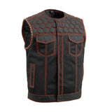 Hunt Club Honey Comb Men's Leather & Mesh Motorcycle Concealed Carry Leather Vest