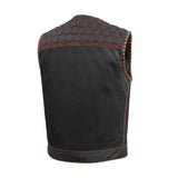 Hunt Club Honey Comb Men's Leather & Mesh Motorcycle Concealed Carry Leather Vest