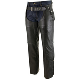 MEN BLACK RIDING BIKER MOTORCYCLE LEATHER CHAPS S-6XL S-6XL