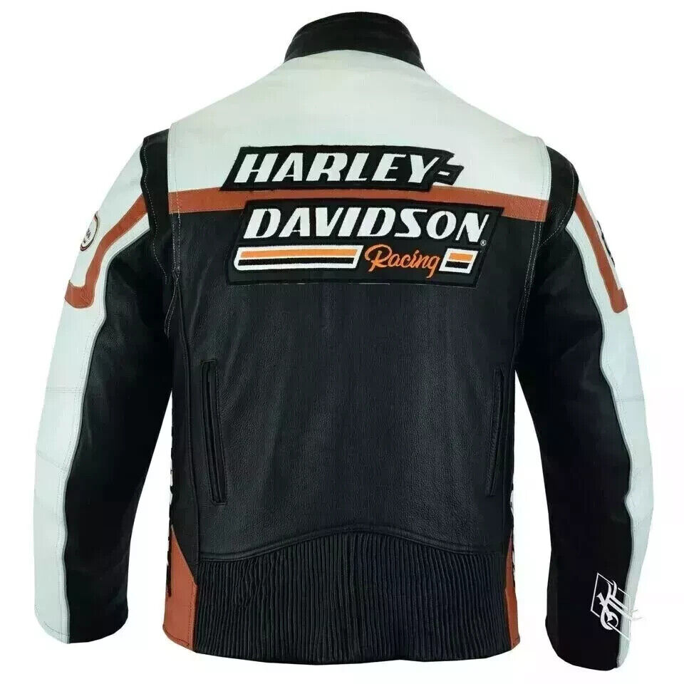 Harley Davidson Men's White Screaming Eagle Motorcycle Leather
