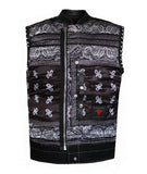 Mens Club Style Perforated Paisley Liner Motorcycle Concealed Carry Leather Vest