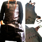 Brown Leather Apron With Pockets