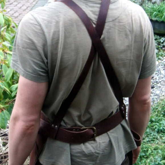 Men's Premium Full Grain Distressed Brown Leather Apron With Pockets